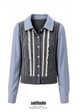 Grey Mixed Fabrics Top