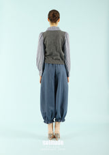 Grey Mixed Fabrics Top