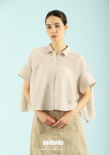 Beige Oversized Crinkled Top