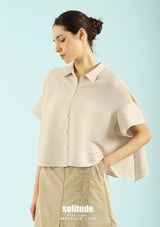 Beige Oversized Crinkled Top