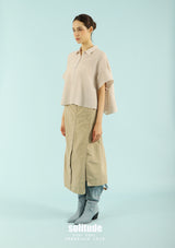 Beige Oversized Crinkled Top
