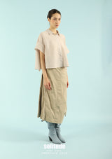 Beige Oversized Crinkled Top