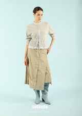Light Grey Mixed Fabrics Cardigan