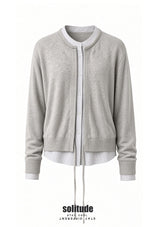 Light Grey Mixed Fabrics Cardigan