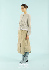 Light Grey Mixed Fabrics Cardigan