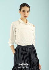 White Asymmetric Drop Shoulder Shirt