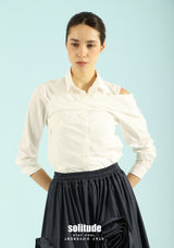 White Asymmetric Drop Shoulder Shirt