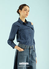 Blue Asymmetric Drop Shoulder Shirt