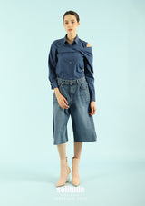 Blue Asymmetric Drop Shoulder Shirt