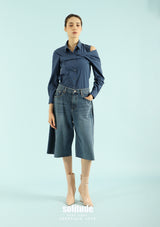 Blue Asymmetric Drop Shoulder Shirt