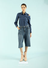 Blue Asymmetric Drop Shoulder Shirt