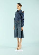 Blue Asymmetric Drop Shoulder Shirt