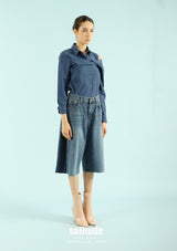 Blue Asymmetric Drop Shoulder Shirt