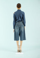 Blue Asymmetric Drop Shoulder Shirt