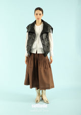 Brown Pleated Long Skirt