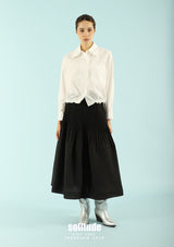Black Pleated Long Skirt