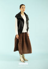 Brown Pleated Long Skirt