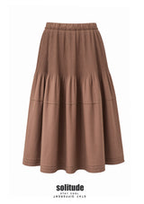 Brown Pleated Long Skirt