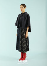 Check Patchwork Pleated Long Skirt