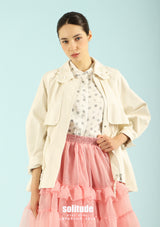 Embroidered Collar Zip Jacket