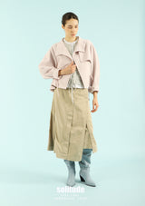 Dusty Pink Woven Zip-Up Jacket