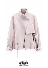 Dusty Pink Woven Zip-Up Jacket