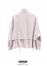 Dusty Pink Woven Zip-Up Jacket