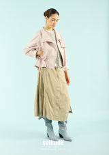 Dusty Pink Woven Zip-Up Jacket
