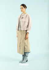 Dusty Pink Woven Zip-Up Jacket