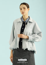 Baby Blue Woven Zip-Up Jacket