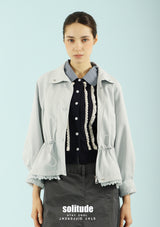 Baby Blue Woven Zip-Up Jacket