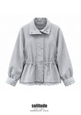 Baby Blue Woven Zip-Up Jacket