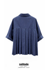 Navy Pleated Shirt