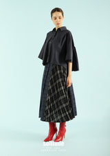 Navy Pleated Shirt
