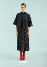 Navy Pleated Shirt