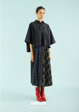 Navy Pleated Shirt