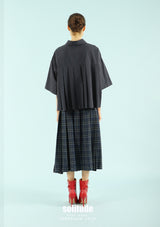 Navy Pleated Shirt