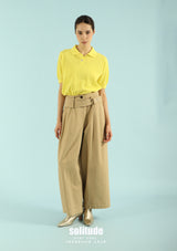 Yellow Pink Fine-Knit Buttoned Top