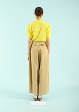 Yellow Pink Fine-Knit Buttoned Top