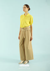 Yellow Pink Fine-Knit Buttoned Top