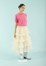 Hot Pink Fine-Knit Buttoned Top