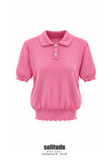 Hot Pink Fine-Knit Buttoned Top