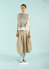 Beige Laser-Printed Tank Top