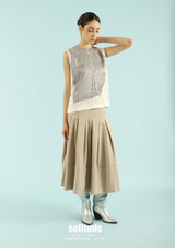 Beige Laser-Printed Tank Top