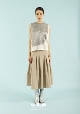 Beige Laser-Printed Tank Top