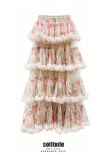 Floral Print Tulle Skirt