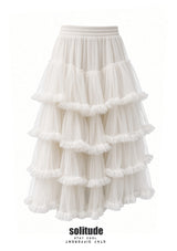 Beige Multi-Layer Tulle Skirt