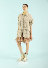 Latte Beige Short Tulle Skirt