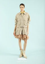 Latte Beige Short Tulle Skirt