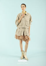 Latte Beige Short Tulle Skirt